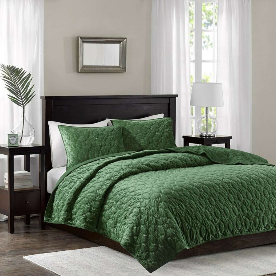 Bedding * | Madison Park Harper Faux Velvet Reversible 3 Piece Coverlet Set