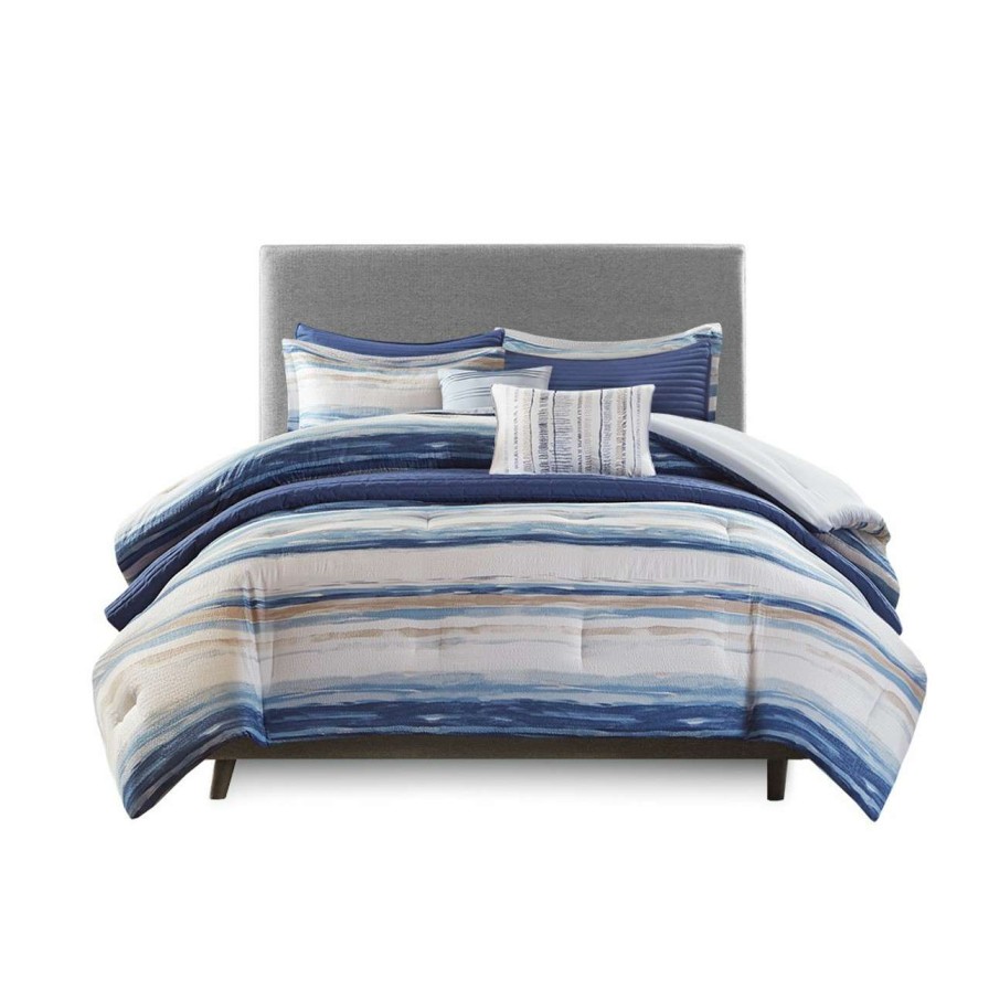 Bedding * | Madison Park Marina 8 Pc Printed Seersucker Comforter And Coverlet Set