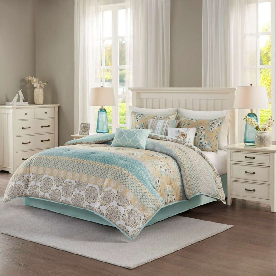 Bedding * | Madison Park Willa 7 Piece Cotton Printed Comforter Set