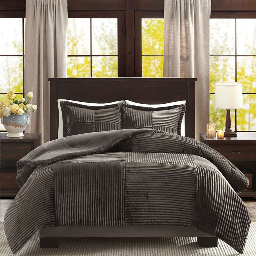 Bedding * | Madison Park Parker Corduroy Plush Comforter Mini Set