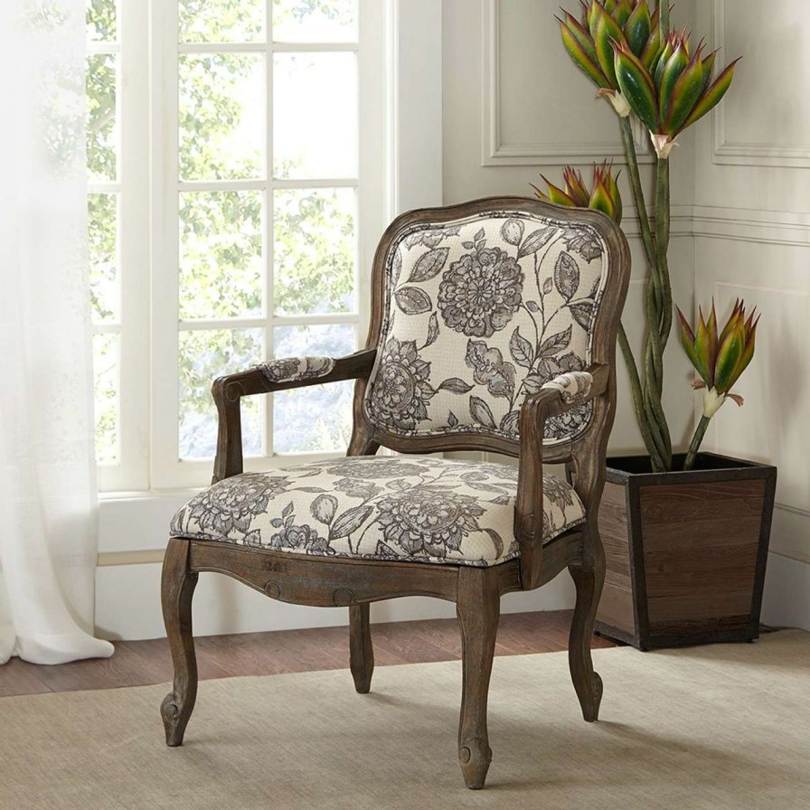 Chairs * | Madison Park Monroe Camel Back Exposed Wood Chair