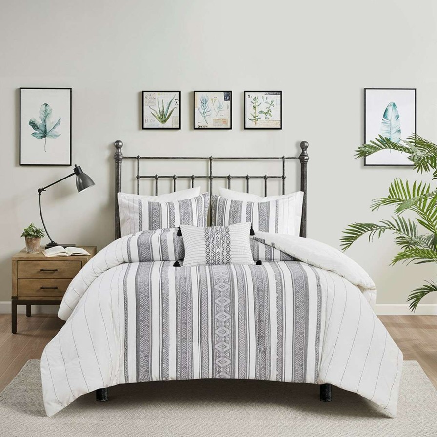 Bedding * | Madison Park Landry 4 Piece Cotton Waffle Jacquard Comforter Set