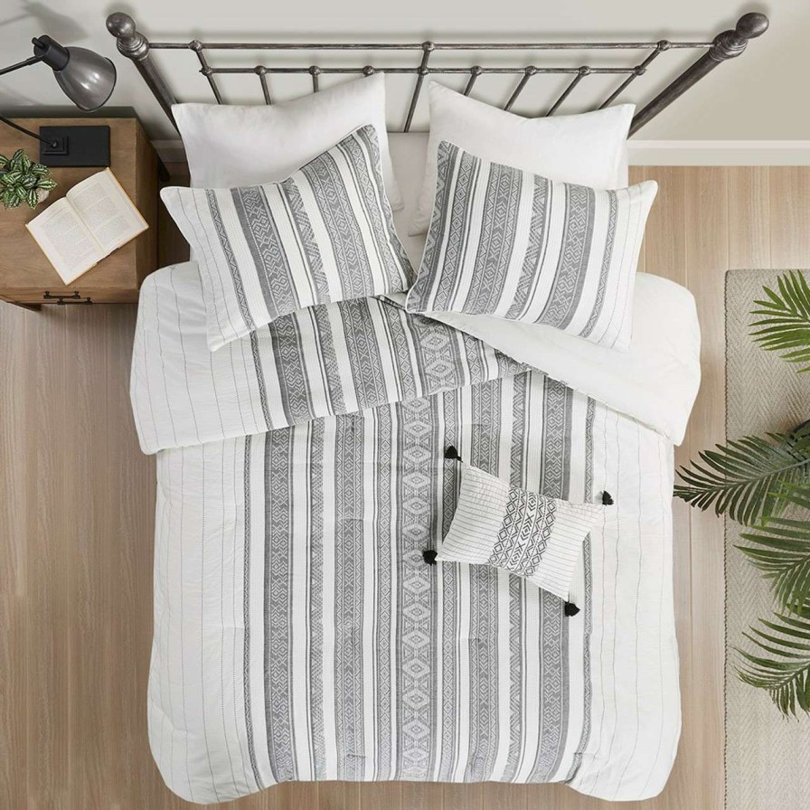 Bedding * | Madison Park Landry 4 Piece Cotton Waffle Jacquard Comforter Set