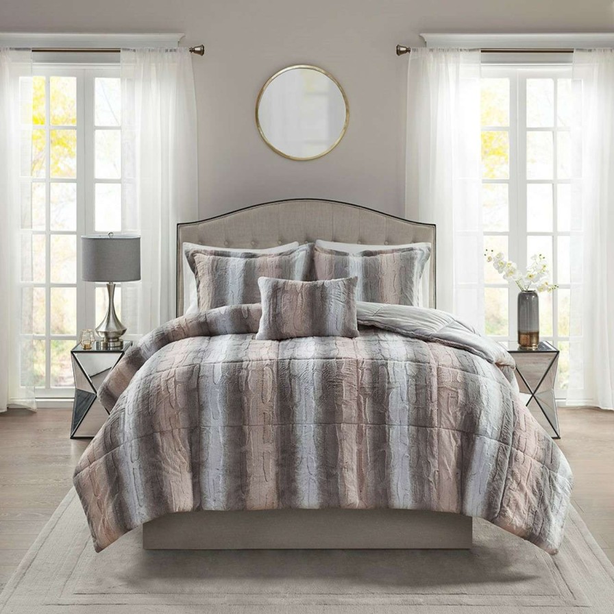 Bedding * | Madison Park Zuri Faux Fur Comforter Set