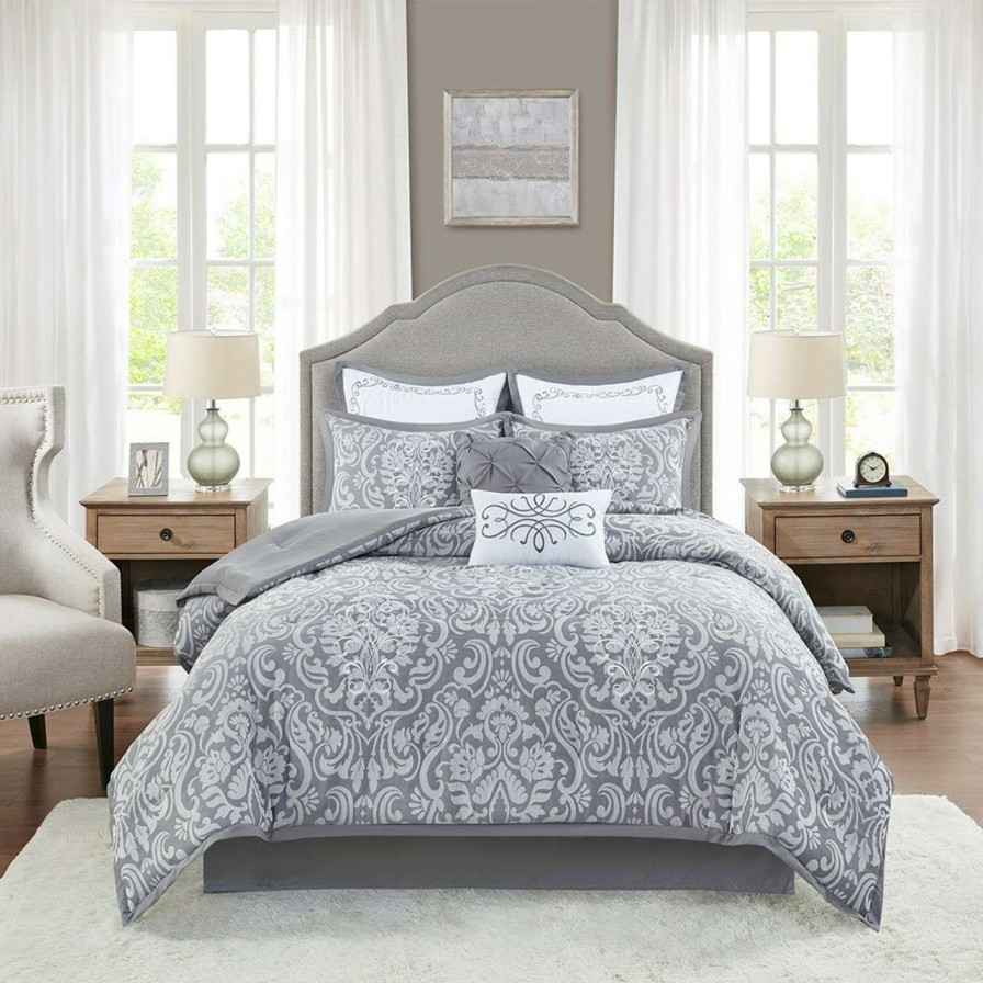 Bedding * | Madison Park Flourish 8 Piece Jacquard Comforter Set