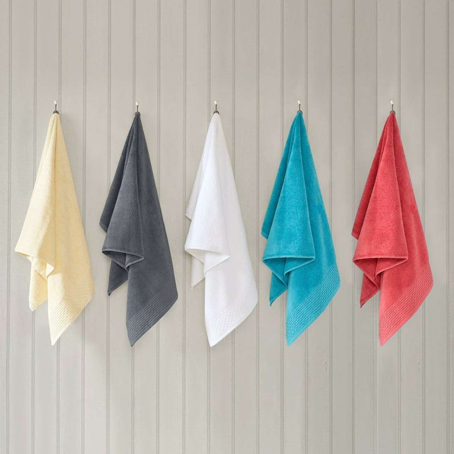 Home Decor * | Madison Park Breeze Jacquard Wavy Border Zero Twist Cotton Towel Set