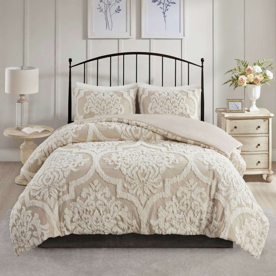 Bedding * | Madison Park Viola 3 Piece Tufted Cotton Chenille Damask Comforter Set