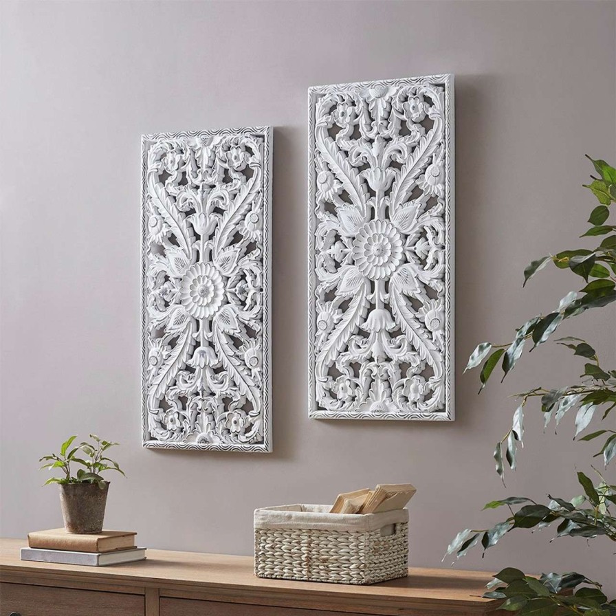 Home Decor * | Madison Park Botanical Panel Carved Wall Decor 2 Piece Set