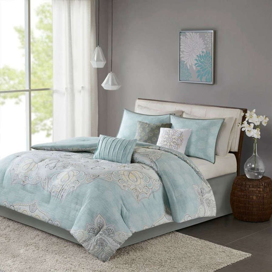 Bedding * | Madison Park Lucinda 7 Piece Reversible Cotton Sateen Comforter Set