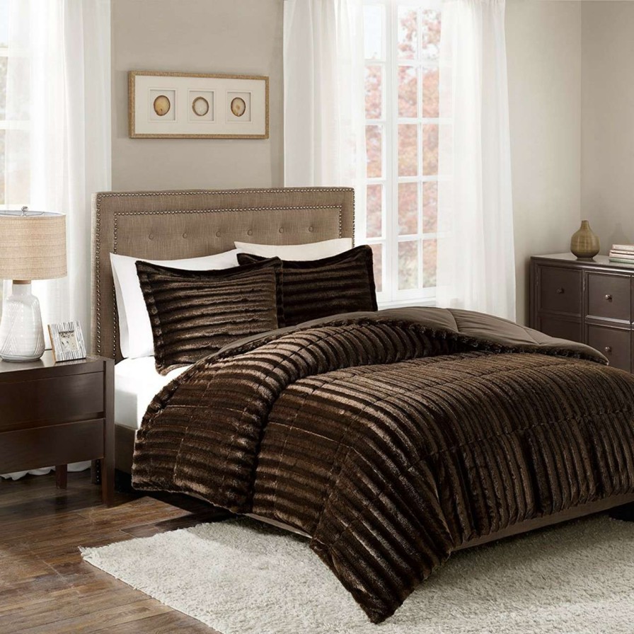 Bedding * | Madison Park Duke Faux Fur Comforter Mini Set