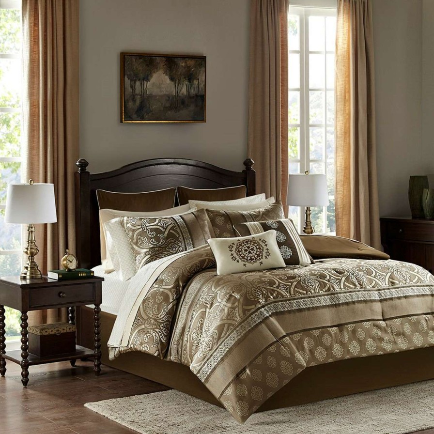 Bedding * | Madison Park Essentials Zara 16 Pc Jacquard Complete Bedding Set With 2 Sheet Sets