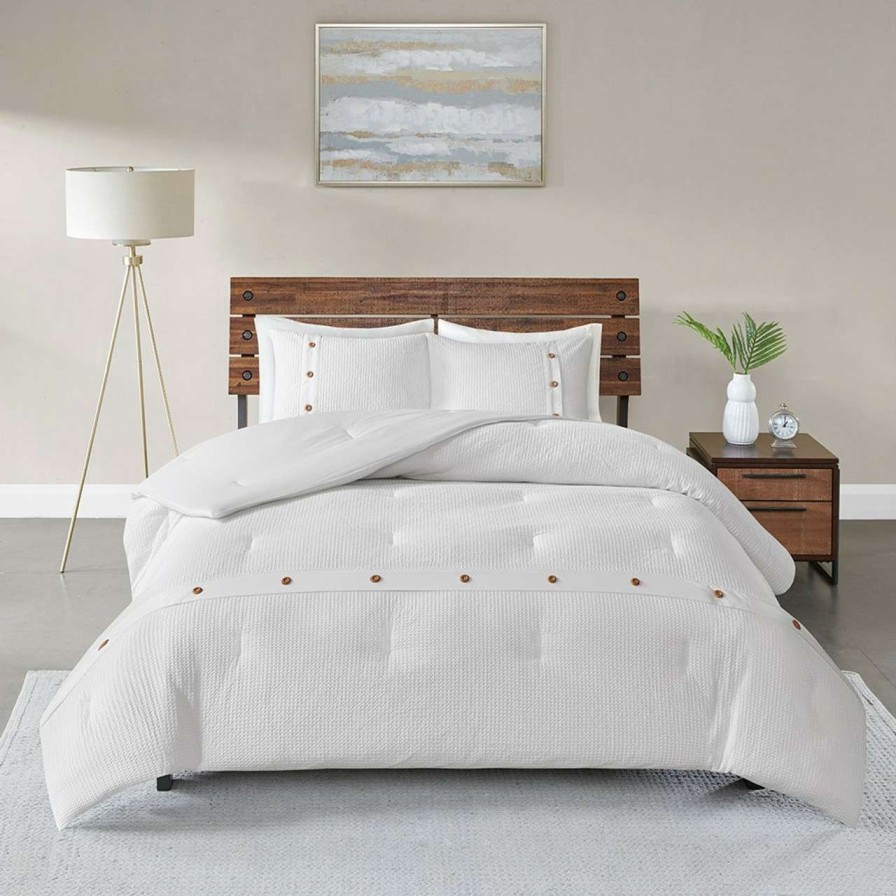 Bedding * | Madison Park Finley 3 Piece Cotton Waffle Weave Comforter Set