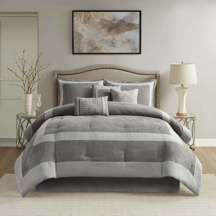 Bedding * | Madison Park Dax 7 Piece Micro Suede Comforter Set