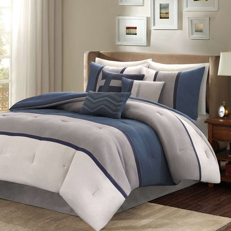 Bedding * | Madison Park Palisades 7 Piece Faux Suede Comforter Set