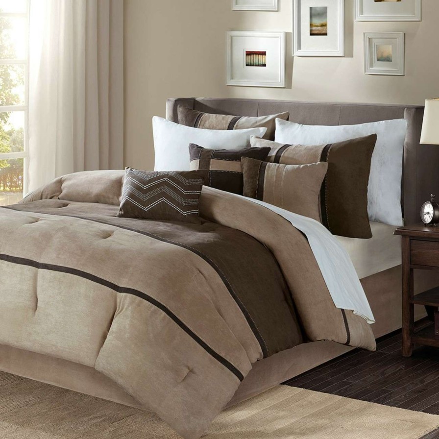 Bedding * | Madison Park Palisades 7 Piece Faux Suede Comforter Set