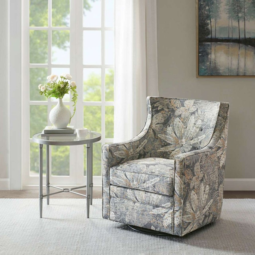 Chairs * | Madison Park Alana Curve Back Swivel Glider Chair