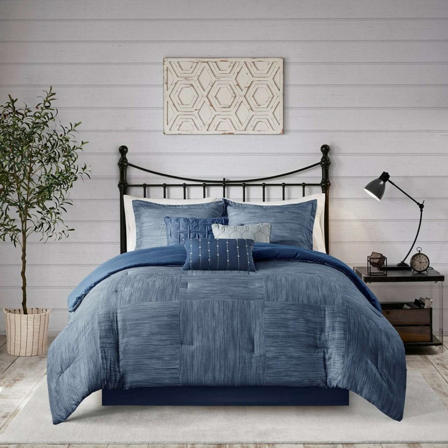 Bedding * | Madison Park Walter 7 Piece Printed Seersucker Comforter Set