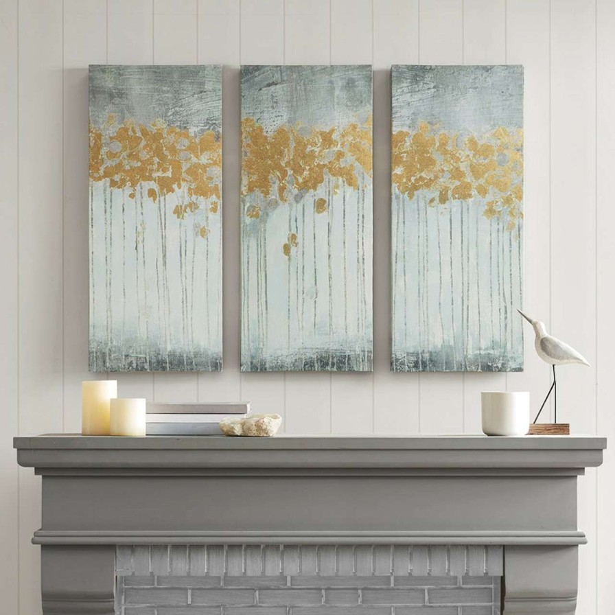 Home Decor * | Madison Park Dewy Forest Abstract Gel Coat Canvas With Metallic Foil Embellishment 3 Piece Set