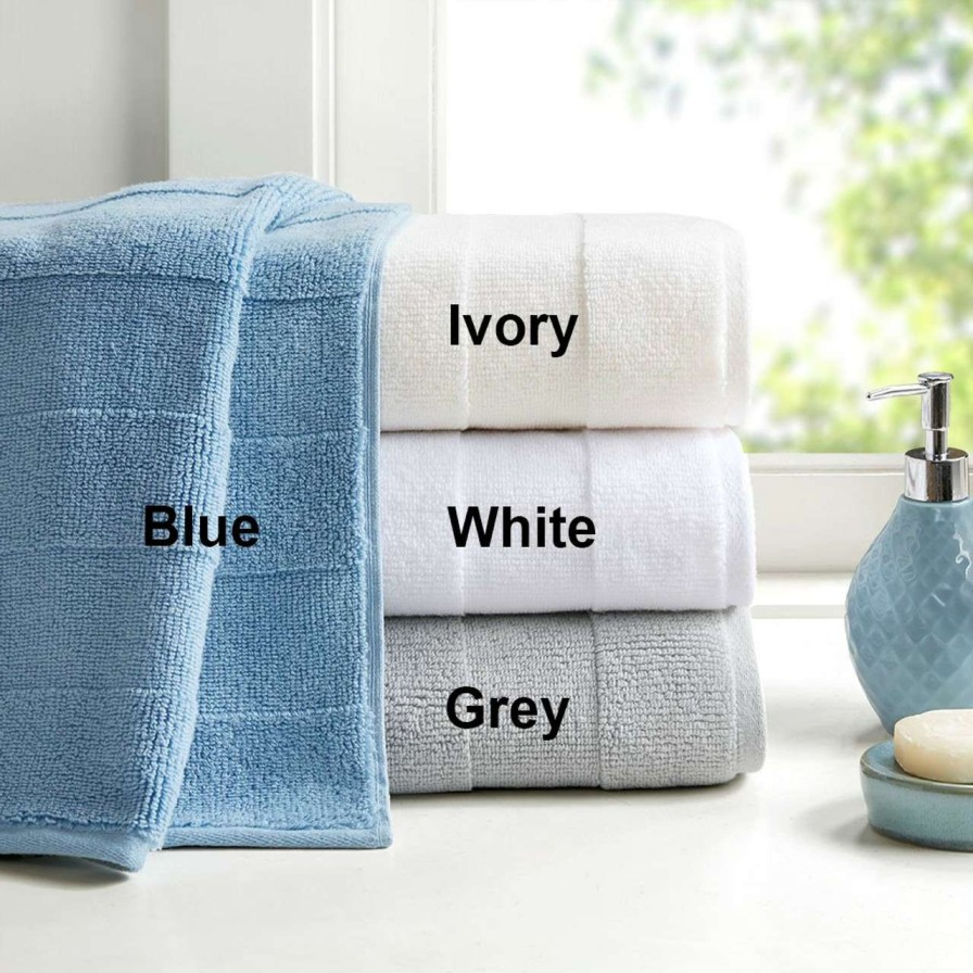 Home Decor * | Madison Park Signature Parker Textured Solid Stripe 600Gsm Cotton Bath Towel 6Pc Set